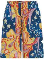 Marni short sarouel à imprimé graphique - Bleu