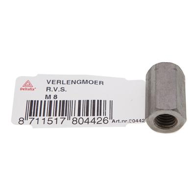 Verlengmoer m8 rvs - Deltafix