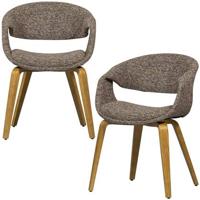 WOOOD Yossi Eetkamerstoelen Houten Naturel Poot - Bruin - Set van 2