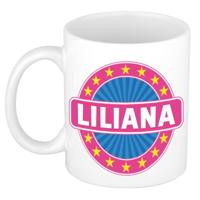 Liliana voornaam koffiemok - beker - wit/roze - 300 ml - Cadeau - Dames - Collega - Moederdag