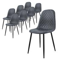 ML-Design eetkamerstoelen set van 8 antraciet keukenstoel van kunstleer woonkamerstoel met rugleuning gestoffeerde stoel