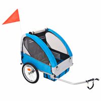 VidaXL Fietstrailer 30 kg grijs en blauw - thumbnail