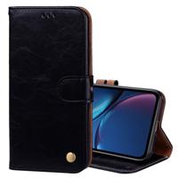 Zakelijke stijl olie Wax textuur horizontale Flip lederen hoes for iPhone XR, met houder & Card Slots & portefeuille (zwart)