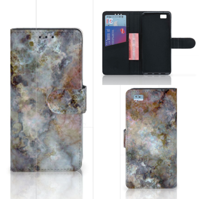Huawei Ascend P8 Lite | Bookcase | Marmer Grijs | Portemonnee hoesje