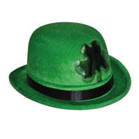St. Patrick's Day Groene Bolhoedje - zwart lint - volwassenen - feestaccessoire