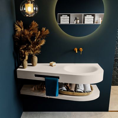 MONDIAZ RIVA 120cm Wastafel met planchet kleur Linen. Wastafel DULCET rechts 0 kraangaten kleur Linen. MONDIAZ RIVA 120cm Wastafel met planchet kleur Linen. Wastafel DULCET rechts 0 kraangaten kleur Linen.