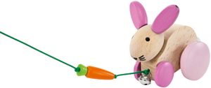 Selecta Spielzeug trekfiguur Konijn Hanna Hoppel 13 cm hout naturel/roze Selecta Spielzeug trekfiguur Konijn Hanna Hoppel 13 cm hout naturel/roze