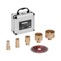 Set diamantboren met doorslijpschijf - voor haakse slijpers - 20 / 25 / 35 / 55 / 68 mm - diamantdoorslijpschijf 115 mm