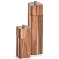 2x Luxe peper/zout molens acacia hout 13 en 21 cm - thumbnail