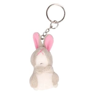 2x Pluche sleutelhanger konijntje/haasje knuffel 6 cm   -