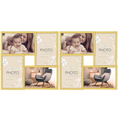 ZEP Fotolijst - 2x stuks - metaal - goudkleurig - 4 lijstjes van 10 x 15 cm - wonen - woonaccessoire