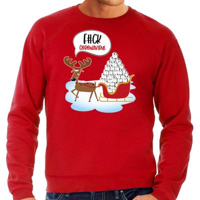 F#ck coronavirus foute Kersttrui / outfit rood voor heren F#ck coronavirus foute Kersttrui / outfit rood voor heren
