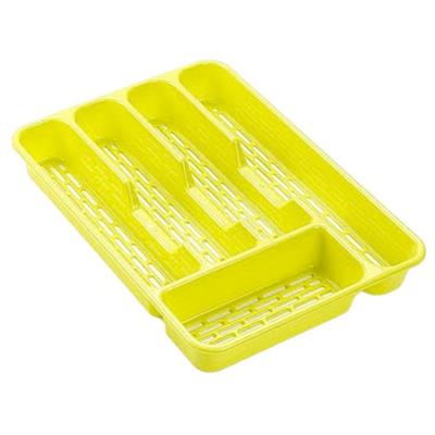 Plasticforte Bestekbak - bestekhouder - 5 vaks - lime groen - 33 x 24 x 4 cm - Kunststof