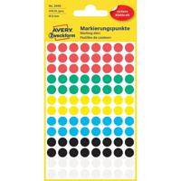 Etiket avery 3090 rond 8mm assorti 416st
