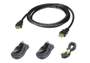 ATEN KVM Aansluitkabel [1x HDMI-stekker, USB-A 2.0 stekker, Jackplug male 3,5 mm - 1x HDMI-stekker, Jackplug male 3,5 mm, USB 2.0 bus B] 1.80 m Zwart