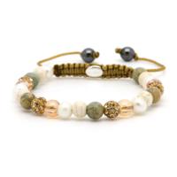 Karma Armband Spiral Clover Gold Crystal