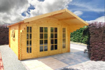 Blokhut - Tuinhuis Sören | 44 mm | vuren grijs geïmpregneerd