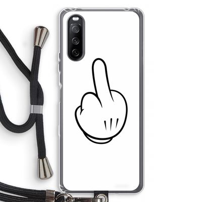 Middle finger white: Sony Sony Xperia 10 III Transparant Hoesje met koord