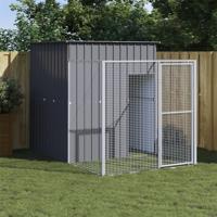 Hondenhok met ren 165x251x181 cm gegalvaniseerd staal antraciet