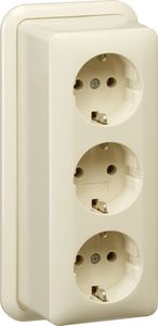 Gira wandcontactdoos 3-voudig met randaarde opbouw creme