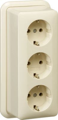 Gira wandcontactdoos 3-voudig met randaarde opbouw creme