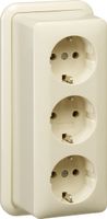 Gira wandcontactdoos 3-voudig met randaarde opbouw creme
