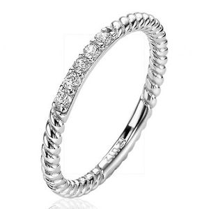 Zinzi ZIR2128 Ring Gedraaid 2 mm zilver-zirconia wit