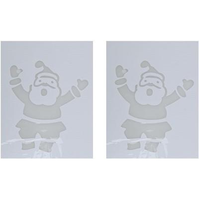 Kerst raamsjabloon kerstman - 2x - wit - 35 cm - raamdecoratie - kerstversiering