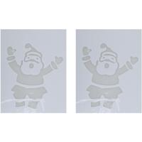 Kerst raamsjabloon kerstman - 2x - wit - 35 cm - raamdecoratie - kerstversiering