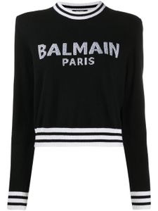 Balmain pull en maille intarsia à logo - Noir