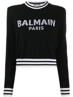 Balmain pull en maille intarsia à logo - Noir - thumbnail