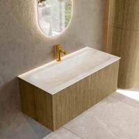 Badmeubel Mondiaz Kurve-Dlux | 100 cm cm | Meubelkleur Dusk | Wastafelkleur Ostra | Solid surface | Wasbak midden spoelbak | 1 kraangat