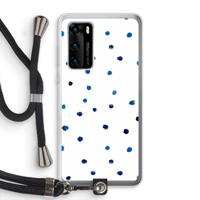 Blauwe stippen: Huawei P40 Transparant Hoesje met koord