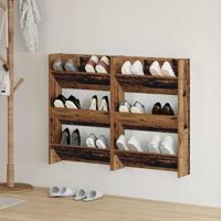 Wand Schoenenkasten met plank 2 pcs Oud hout Bewerkt hout