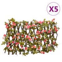 VidaXL Kunstplant klimop latwerk 5 st uittrekbaar 180x20 cm donkerroze