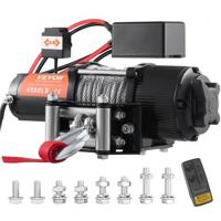 VEVOR Elektrische Lier 12V Winch 4500lbs/2041kg Offroad Motor Lierkabel Elektrische Lier Staalkabel met bedrade afstandsbediening Zwart Ideaal voor