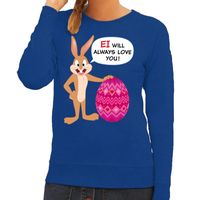 Paas sweater Ei will always love you blauw voor dames