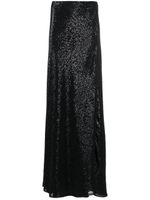 Brunello Cucinelli jupe longue en soie brodée de sequins - Noir