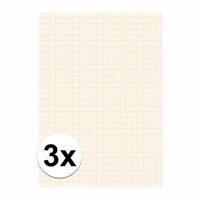 A4 papier met millimeter blokken - 3x - 25 vellen - 80 gram - blokjes papier