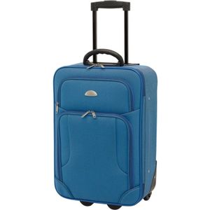 Cabine handbagage reis trolley koffer - skate wielen - 55 x 35 x 20 cm - blauw