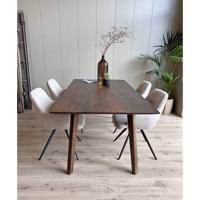 Old Inn - Eetkamertafel Mango walnoot met houten poot 240x100cm