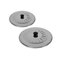 Gerimport Set 2x stuks spatdeksels - pannendeksels - rvs - stoomuitlaat - Dia 18 en 22 cm