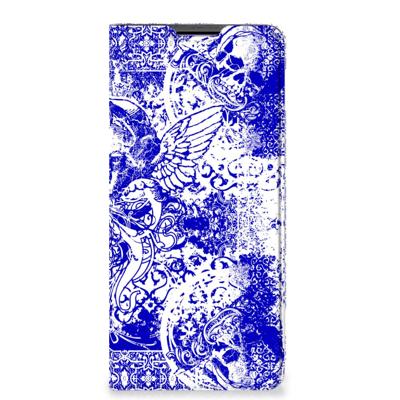 Mobiel BookCase Motorola Edge 30 Pro Angel Skull Blauw Mobiel BookCase Motorola Edge 30 Pro Angel Skull Blauw