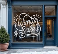 Winterbelettering korting sticker