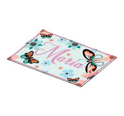Bloem en vlinders met naam Rechthoekige placemat