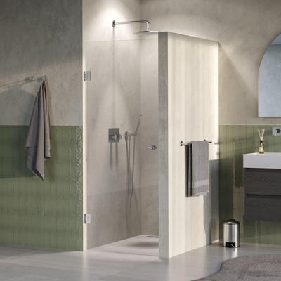BRAUER Void Carving Nisdeur - 60x200cm - draaideur - glascoating - omkeerbaar - helder glas - Geborsteld RVS PVD GS-VOCN1H60200NG