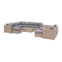 sweeek - Loungeset 14 plaatsen, rond wicker