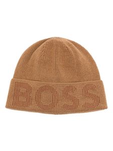 BOSS bonnet à logo en jacquard - Marron