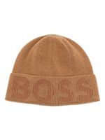 BOSS bonnet à logo en jacquard - Marron - thumbnail