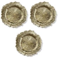 3x Kaarsenborden/plateaus goud asymmetrisch 33 cm rond